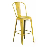 Flash Furniture Distressed Yellow Metal Stool, Seat Height Range: 30" ET-3534-30-YL-GG