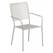 Flash Furniture Light Gray Steel Patio Arm Chair with Square Back CO-2-SIL-GG