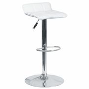Flash Furniture White Vinyl Barstool, Adj Height, Material: Plastic, Chrome, Foam DS-801B-WH-GG