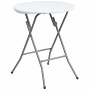 Flash Furniture Round Wh 24Rnd Plastic Fold Table, 24" W, 24" L, 29.375" H, Granite White DAD-YCZ-80R-1-SM-GW-GG