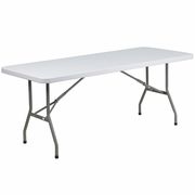 Flash Furniture Rectangle Wh 30X72 Plastic Fold Table, 30" W, 72" L, 29" H, Plastic Top, White DAD-YCZ-183B-GW-GG