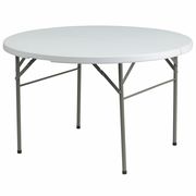 Flash Furniture Round Wh 48Rnd Plastic Bi-Fold Table, 47.75" W, 47.75" L, 29.5" H, Plastic Top, White DAD-122RZ-GG