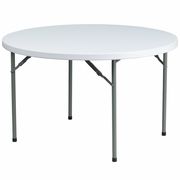 Flash Furniture Round Wh 48Rnd Plastic Fold Table, 48" W, 48" L, 29.25" H, Plastic Top, White DAD-YCZ-122R-GG