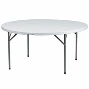 Flash Furniture Round Wh 60Rnd Plastic Fold Table, 60" W, 60" L, 29" H, Plastic Top, White DAD-YCZ-154-GW-GG