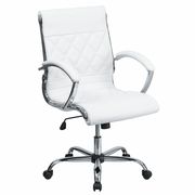 Flash Furniture Contemporary Chair, Leather, 18" to 22" Height, Fixed Arms, White GO-1297M-MID-WHITE-GG