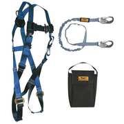 Condor Fall Protection Kit, General Use, 6 ft Shock-Absorbing Lanyard / Harness / Storage Bag, Universal 19F395