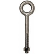 KEN FORGING Machinery Eye Bolt Without Shoulder, 1/4"-20, 4 in Shank, 1/2 in ID, 316 Stainless Steel, Plain N2001-316SS-4