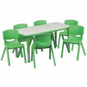 Flash Furniture Rectangle Activity Table, 23.625 X 47.25 X 23.5, Plastic, Steel Top, Grey YU-YCY-060-0036-RECT-TBL-GREEN-GG