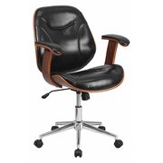 Flash Furniture Contemporary Chair, Leather, 19" to 22" Height, Fixed Arms, Black SD-SDM-2235-5-BK-GG