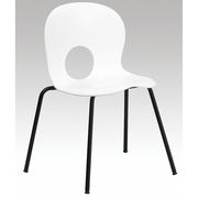 Flash Furniture Stack Chair, Plastic, 770 lb. Capacity, Wht RUT-NC258-WHITE-GG