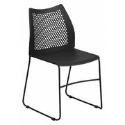 Flash Furniture Sled Stack Chair, Plstc, Prforatd Back, Blk RUT-498A-BLACK-GG