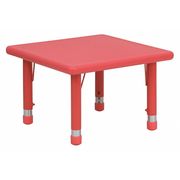 Flash Furniture Square Activity Table, 24 X 24 X 23.75, Plastic, Steel Top, Red YU-YCX-002-2-SQR-TBL-RED-GG