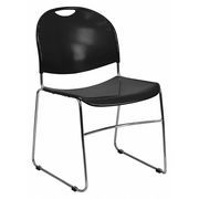 Flash Furniture Stack Chair, Chrome Frame, Blk, 800 lb. RUT-188-BK-CHR-GG