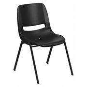 Flash Furniture Stack Chair, Frame, Black, 16" RUT-16-PDR-BLACK-GG