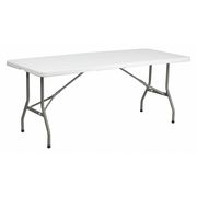 Flash Furniture Rectangle Folding Table, 30" W, 72" L, 29" H, Plastic Top, White RB-3072FH-GG