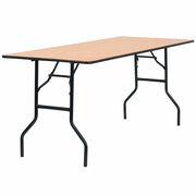 Flash Furniture Rectangle Folding Table, 30" W, 72" L, 30.25" H, Wood Top, Wood Grain YT-WTFT30X72-TBL-GG