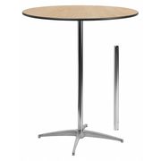 Flash Furniture Pub Table w/2 Columns, Rnd, Brchwd Top, 36", 36" W, 36" L, 42" H, Wood Top, Wood Grain XA-36-COTA-GG