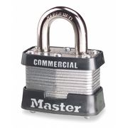 Master Lock Padlock, Keyed Alike, Standard Shackle, Rectangular Steel Body, Steel Shackle, 5/8 in W 3KA