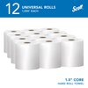 Scott Essential Hardwound Paper Towel, 1 Ply, Continuous Roll Sheets, 1000 ft., White, 12 PK 01000