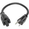 Tripp Lite Power Cord, 5-15P to 5-15R, 13A, 16AWG, 1ft P024-001-13A