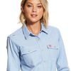 Ariat Womens FR Button Down Shirt, Blue, M 10027854