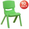 Flash Furniture Green Plastic Stackable School Chair with 10.5" Seat Height 10-YU-YCX-003-GREEN-GG