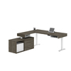 Bestar Pro-Vega Height Adjustable L-Desk, Walnut Grey/White 130850-000035