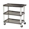 Lakeside Plastic Utility Cart; 300 lb Capacity, 3 Shelf, 16"x28-1/2" - Charcoal 2503