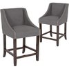 Flash Furniture Gray Fabric/Wood Stool, 24" 2-CH-182020-24-DKGY-F-GG
