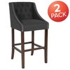 Flash Furniture Charcoal Fabric/Wood Stool, 30" 2-CH-182020-T-30-BK-F-GG