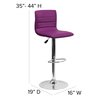 Flash Furniture Purple Vinyl Adjust Barstool, Counter Ht Swivel, Chrome Ped Base, PK2 2-CH-92023-1-PUR-GG