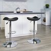 Flash Furniture Black Vinyl Adjustable Height Barstool, Wavy Seat, Chrome Base, PK2 2-CH-TC3-1002-BK-GG