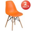 Flash Furniture Elon Series Orange Plastic Chair with Wooden Legs 2-FH-130-DPP-OR-GG