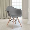 Flash Furniture 2 Pack Alonza Series Moss Gray Plastic Chair with Wooden Legs 2-FH-132-DPP-GY-GG