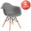 Flash Furniture 2 Pack Alonza Series Moss Gray Plastic Chair with Wooden Legs 2-FH-132-DPP-GY-GG