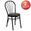 Flash Furniture HERCULES Series Fan Back Metal Chair, Black Vinyl Seat, PK2 2-XU-698B-BLKV-GG