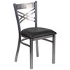 Flash Furniture Clear Coated ''X'' Back Metal Restaurant Chair, Black Vinyl Seat, PK2 2-XU-6FOB-CLR-BLKV-GG