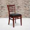 Flash Furniture Ladder Back Mahogany Wood Restaurant Chair, Black Vinyl Seat, PK2 2-XU-DGW0005LAD-MAH-BLKV-GG