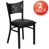 Flash Furniture Black Coffee Back Metal Restaurant Chair, Black Vinyl Seat, PK2 2-XU-DG-60099-COF-BLKV-GG