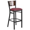 Flash Furniture Bk/Wal Slat Stool-Burg Seat 2-XU-DG-6H1B-WAL-BAR-BURV-GG