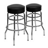 Flash Furniture Double Ring Chrome Barstool with Black Seat 2-XU-D-100-GG