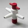 Bel-Art Three-Way Stopcock for 1/4 in. to 3/8 in. Tubing: 4mm Bore, PTFE F30895-0000