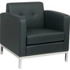 Office Star Espresso Arm Chair, 30 1/2" W 28" L 31" H, Fixed, Leather Seat, Collection: Wall Street Series WST51A-E34