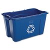 Rubbermaid Commercial 18 gal Rectangular Recycling Bin, Open Top, Nickel/Nickel, 1 Openings FG571873BLUE