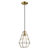 Livex Lighting Geometric Shade Mini Pendants 1 Light Antique Brass Mini Pendant 41322-01