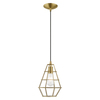 Livex Lighting Geometric Shade Mini Pendants 1 Light Antique Brass Mini Pendant 41322-01