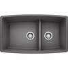 Blanco Performa Silgranit 60/40 Double Bowl Undermount Kitchen Sink with Low Divide - Cinder 441474