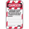 Condor Lockout Tag, Danger, Locked Out Device, Plastic, Write-On Surface, Nylon Ties, English, 25 Per Pack 48RU17
