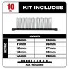 Milwaukee Tool 3/8 in Drive Deep Well Socket Set Metric 10 Pieces 10 mm to 19 mm , Chrome 48-22-9505