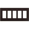 Lutron Designer Wall Plates, Number of Gangs: 5 Gloss Finish, Brown CW-5-BR
